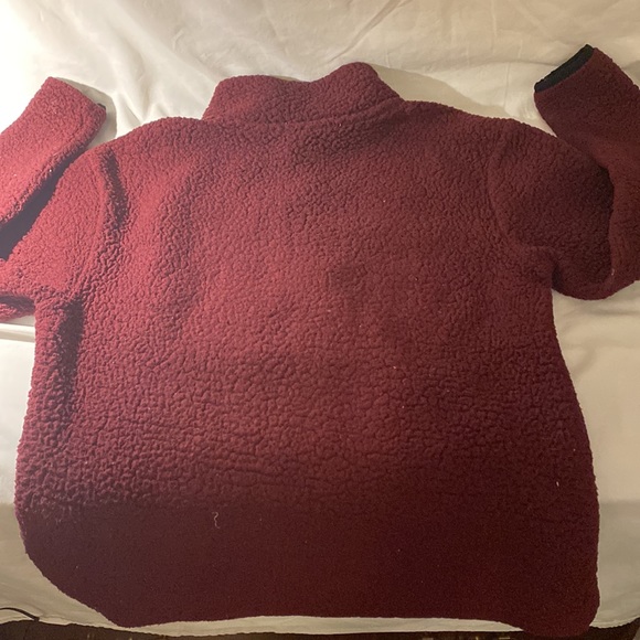 PINK Victoria Secret Furry Sherpa Fleece Pullover 1/4 Zip Sweatshirt in Maroon - Picture 3 of 3